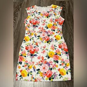 Mustard Seed Floral Mini Dress w/ shoulder metal detail & cutouts, Size Small